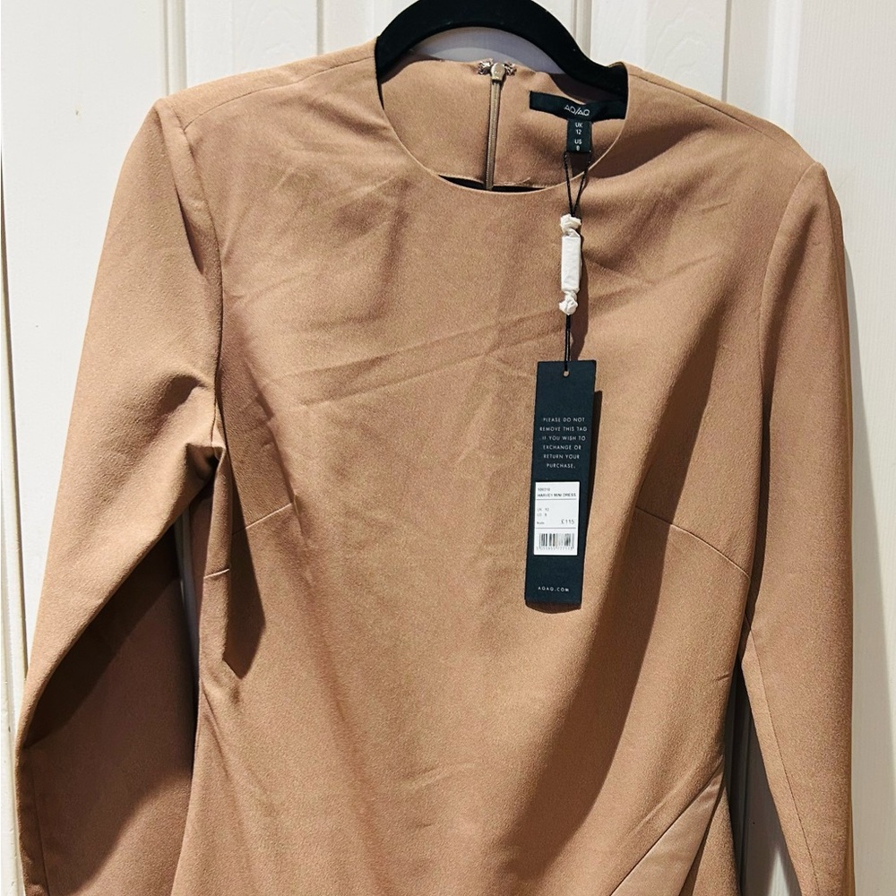Elegant Tan Long Sleeve Dress